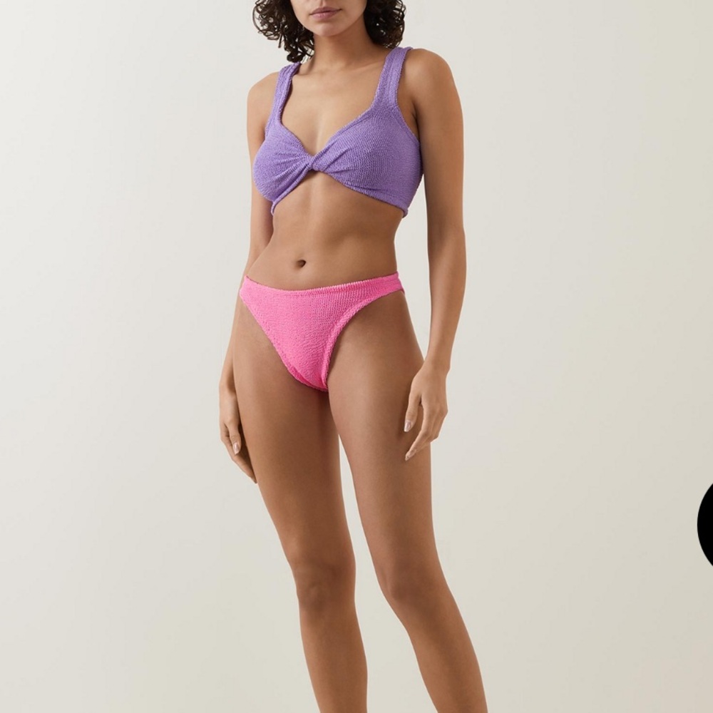 NWT hunza g duo twist front 2 piece bikini set in lilac/bubblegum - Picture 2 of 7